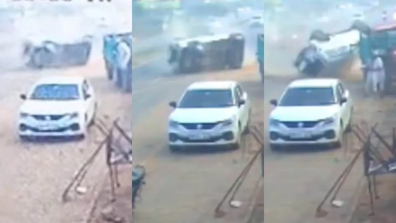 नूंह में बोलेरो ने खाई चार पलटी, फिर भी बाल-बाल बचे सवार!