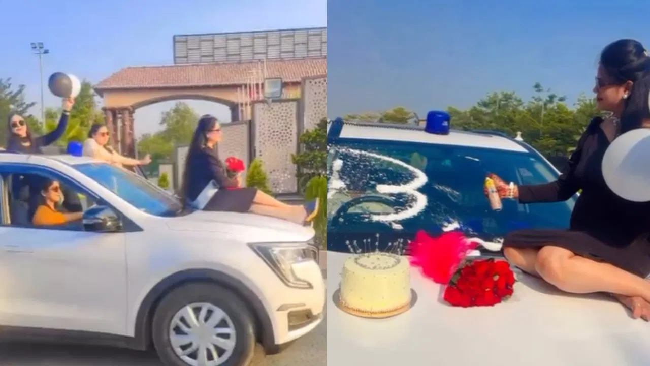 सरकारी गाड़ी पर केक काटा, डीएसपी की पत्नी का वीडियो वायरल, उठे सवाल