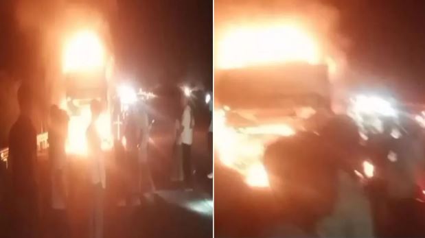 यमुना एक्सप्रेसवे पर स्लीपर बस में लगी आग, सभी सुरक्षित