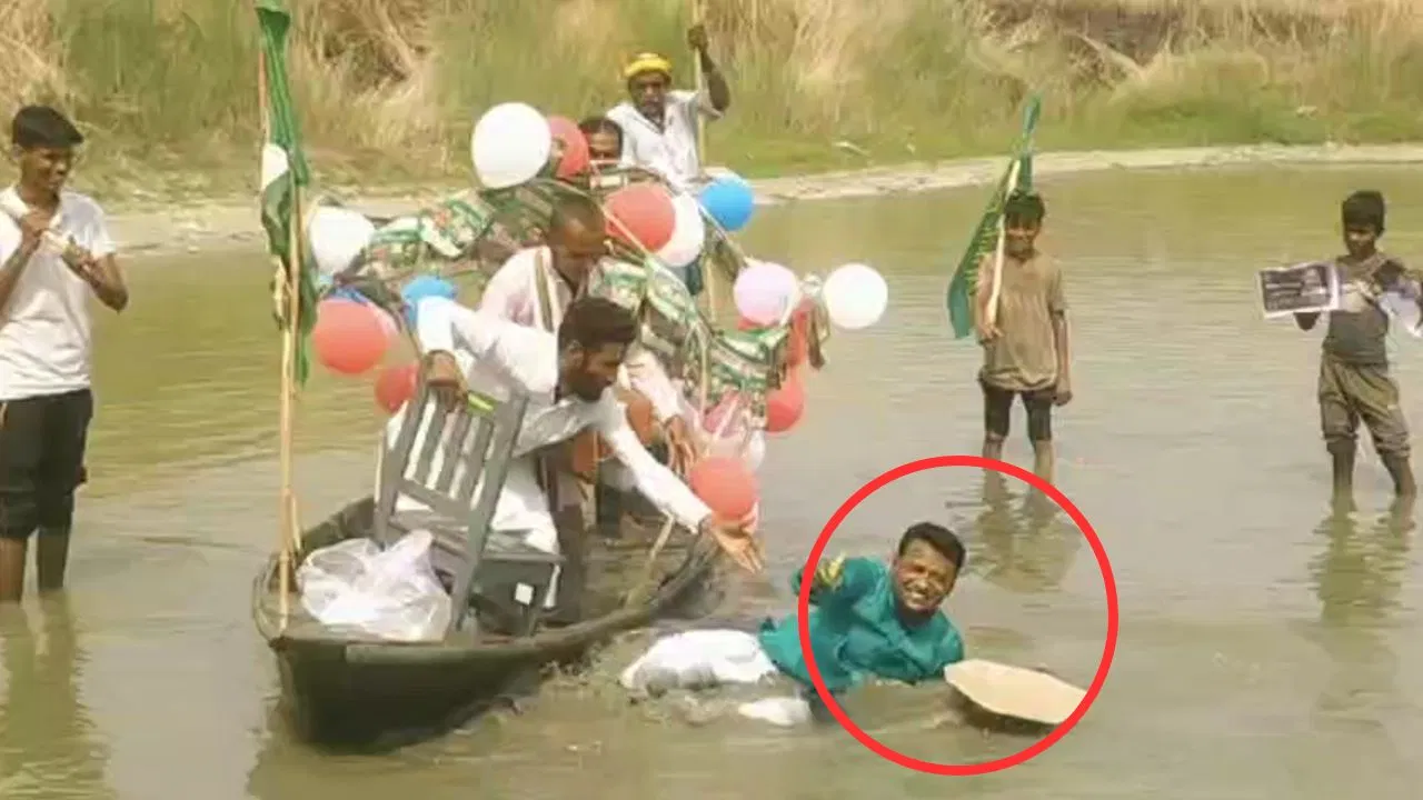 तालाब में लालू यादव का अनोखा बर्थडे सेलिब्रेशन, केक समेत पानी में गिरे राजद नेता