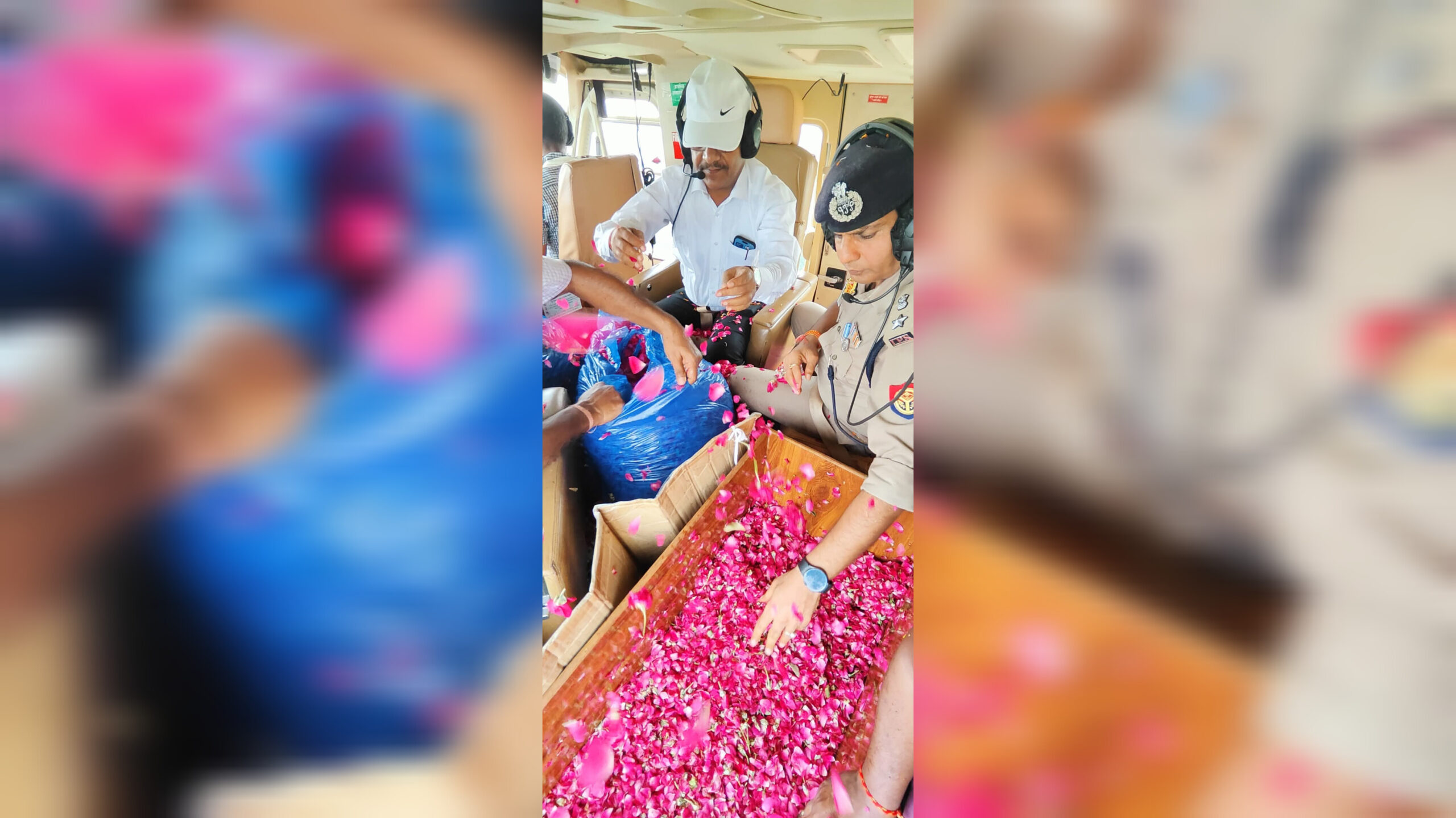 हेलीकॉप्टर से कांवड़ मार्ग का निरीक्षण, श्रद्धालुओं पर की गई पुष्पवर्षा