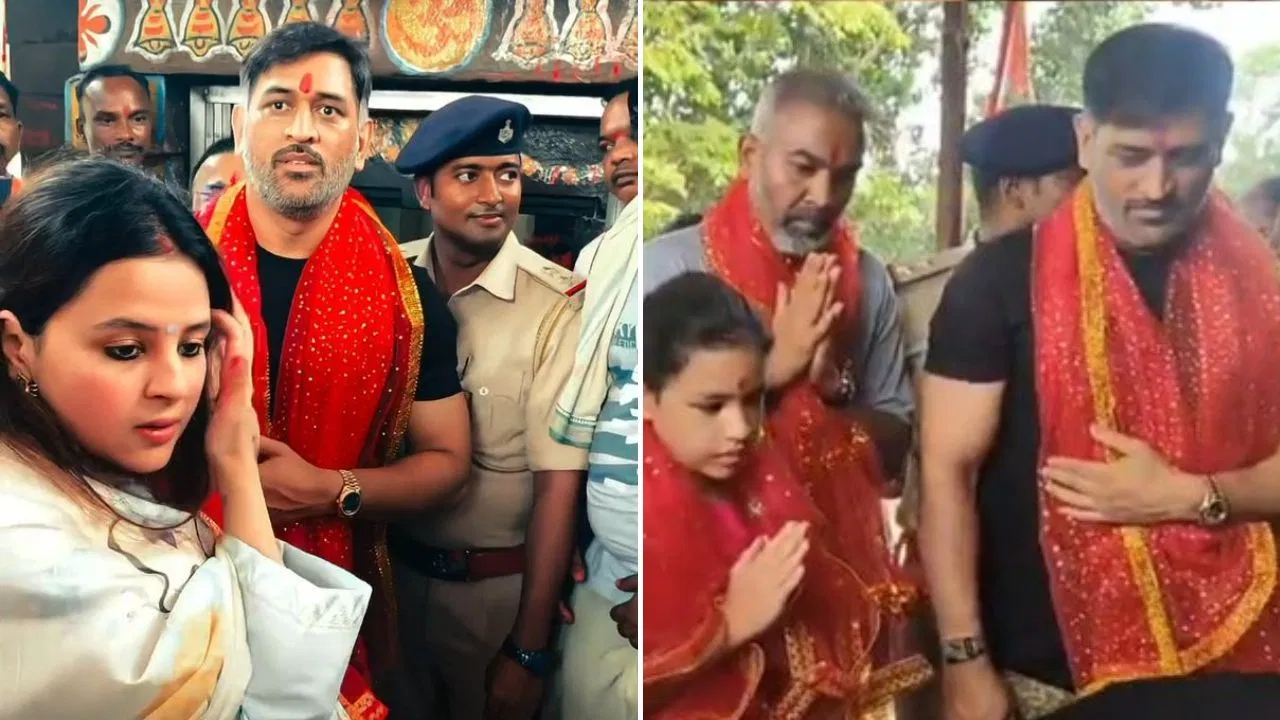 देवड़ी मंदिर पहुंचे एमएस धोनी, परिवार संग की पूजा-अर्चना, दर्शनों के लिए उमड़ी भीड़