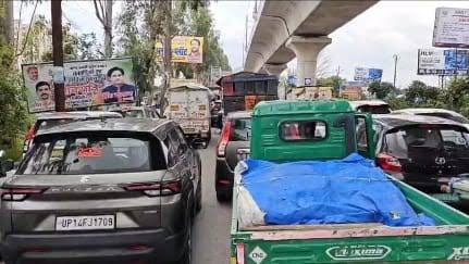 दिल्ली-मेरठ हाईवे वन-वे किए जाने से मुरादनगर में भीषण जाम, लोग घंटों फंसे रहे