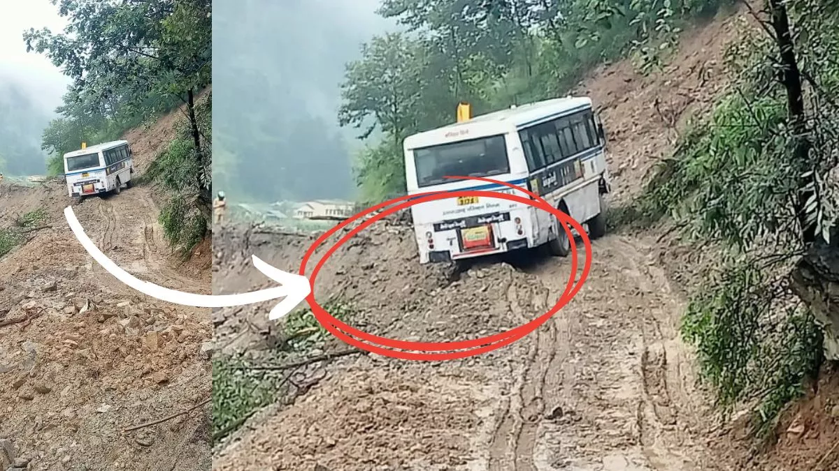गंगोत्री हाईवे पर बड़ा हादसा टला, भूस्खलन क्षेत्र में फिसली रोडवेज बस