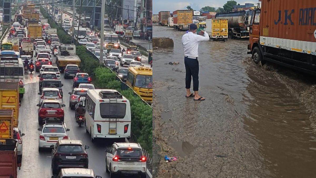 बागपत: मूसलाधार बारिश से हाईवे पर जलभराव, जाम में फंसा मंत्री का काफिला