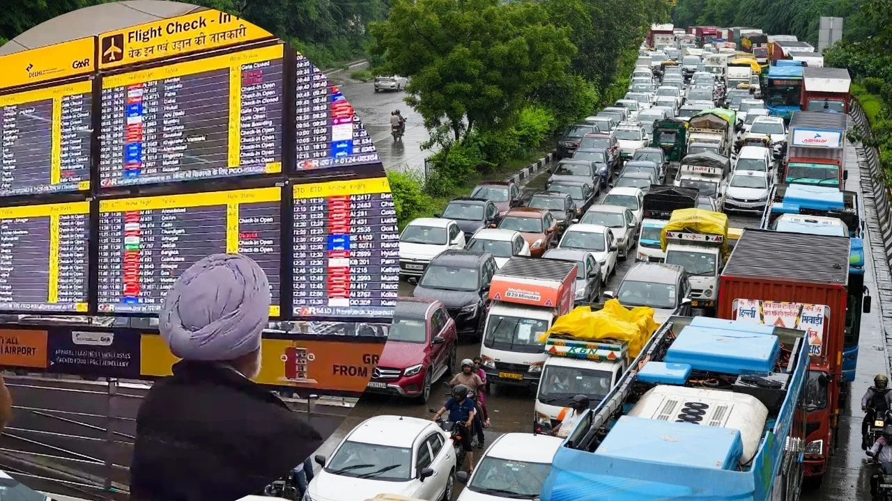 दिल्ली में भारी बारिश से फ्लाइट्स में देरी, यात्री सड़कों पर जाम में फंसे