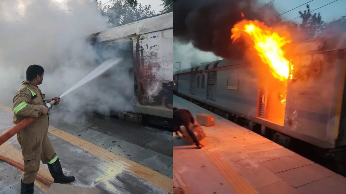 गाजियाबाद: पटरी पर दौड़ती ट्रेन में लगी आग, कर्मचारियों ने ऐसे बचाई जान