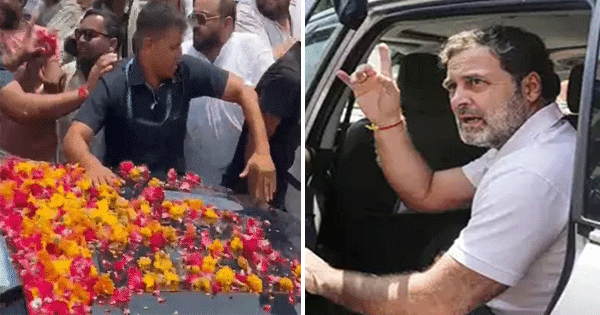 यूपी: राहुल गांधी की सुरक्षा में बड़ी चूक, काफिले के बीच आए भाजपा कार्यकर्ता